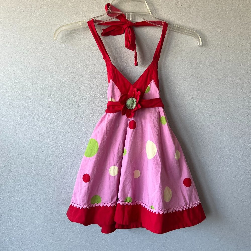 Lola Et Moi Polka Dot Flower Halter Dress Size 2T